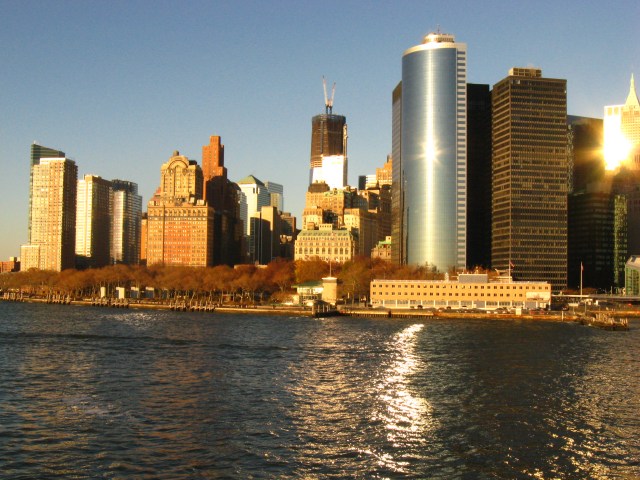 Lower Manhattan Skyline von Staten Island Ferry aus