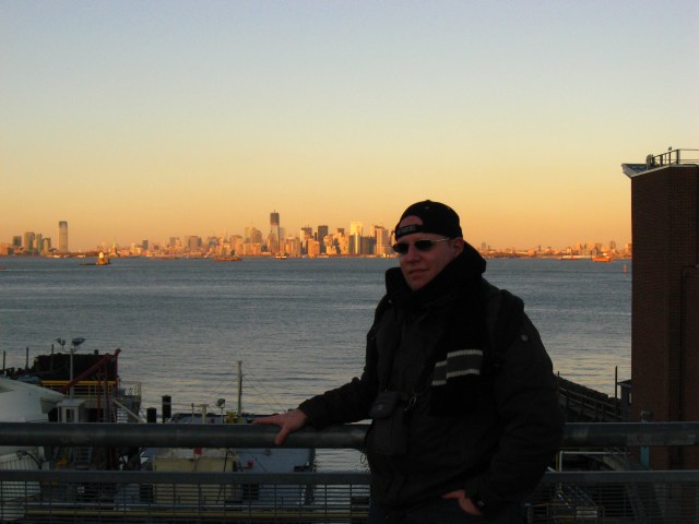 Panorama Lower Manhattan und ich von Staten Island aus