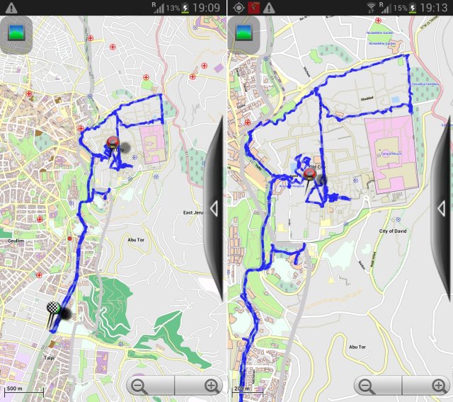 GPS-Tracking Fußweg in Jerusalem