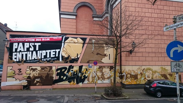 Grafitti an der Rückseite der St. Laurentius - Kirche